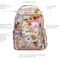 jujube brb be right back diaper laptop school bag backpack enchanted garden floral flowers rosy
