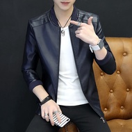 Playboy Men Leather Jacket Korean Slim Baseball Clothing Jaket Kulit Musim Motorcycle Trend Youth Jaket Kulit Lelaki