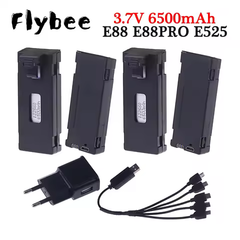 Rechargeable 3.7V 6500mAh Battery an Charger For RC Drone E88 E88PRO E99 E99PRO P1 K3 P10 A13 E525 R
