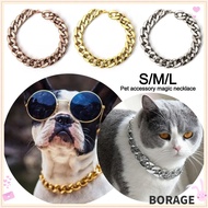 BORAG Chain Dog Collar, Adjustable Chain Collar Pet Necklace, Portable Cat Dog Gold Necklace Gold Co