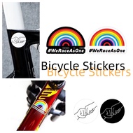 1Set Bike Frame Stickers Rainbow Punch Bicycle Decals Personalized Top Tube Sticker Decorative Frame Stickers Bike Stickers