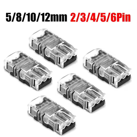 5/8/10/12mm LED Strip Connector 2 3 4 5 6Pin Waterproof LED Terminal Connector For 5050 3528 WS2811 