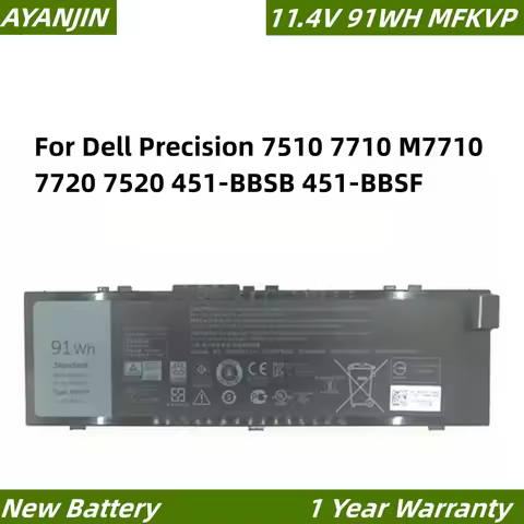 MFKVP 11.4V 91WH Laptop Battery For Dell Precision 7510 7520 7710 7720 M7710 M7510 TWCPG T05W1 1G9VM