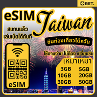 eSIM ซิมท่องเที่ยวไต้หวัน/รองรับ 5G/4G/ซิมการ์ดเดินทางของไต้หวัน/ แบบเหมา 3GB/5GB/10GB/20GB/30GB/50G