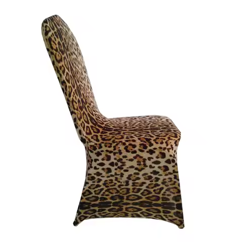 jiaorui 1pc Leopard Print Stretch Party Chair Cover for Model Fashion Shows Golden Sliver Black Slip