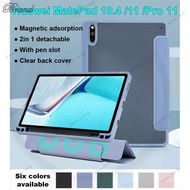 For Huawei MatePad 10.4 2022 2020 Mate Pad 11 2021 Pro 11 High End BAH3 BAH4-AL10 W09 L09 Transparent Acrylic 2in 1 Magnetic Adsorption Detachable Stand Flip Tablet Protective Case