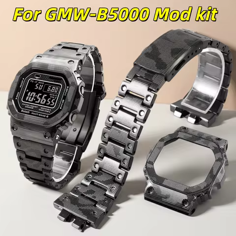 GMW B5000 Mod kit For Casio G-shock GMW-B5000 Stainless Steel Camouflage Bezel Strap Modified Solid 