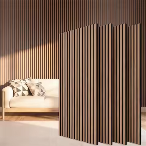 Wood Slatwall Panels 4 Pack 47.2x23.6in Acoustic Wall Panels for Noise Cancelling, Living Room Bedro