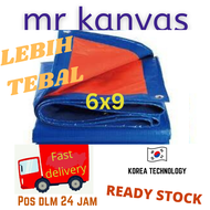 6x9Kaki (LEBIH TEBAL) PE TARPAULIN BLUE ORANGE WATEPROOF CANVAS KANVAS KHEMAH CAMPING PASAR MALAM TUTUP SHADING