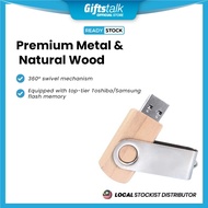Metal Swivel Wooden USB Flash Drive - 32GB Thumb Drive USB Pendrive