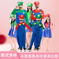 Cartoon Cartoon Super Mario Costume cosplay Parent-Child Costume Puff Sleeve Play Mario cos Costume 