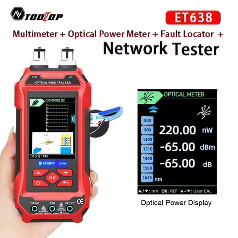 TOOLTOP 600M Network Cable Tester Multimeter 10KM Visual Fault Locator QC Crimp Test Optical Power M