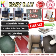 Epoxy Flake Coating ( 1KG FLAKE / 1L WP PRIMER / 1L WP CLEAR COAT ) lantai floor Toilet Waterproofing 1 set DIY
