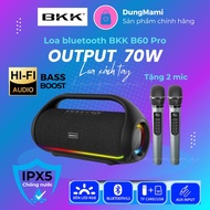 [Chính hãng tặng 2 mic hát] Loa bluetooth BKK B60 Pro công suất lớn 70W (35W x 2) có bật/tắt Bass Bo