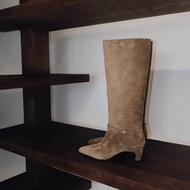 大女主 非對稱麂皮長靴 手工製