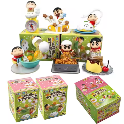 New 6 Pcs/set Crayon Shin-chan Anime Dishes Blind Box Figurines Figurines Desktop Ornaments Festival
