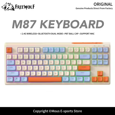 M87 FREEWOLF Wireless Bluetooth Keyboard 2.4G Dual Mode Multi-Device Connection Long Battery Life PB