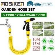 10M/15M/20M Expandable Eva Coil Garden Hose Set Retractable Water Hose Pipe Garden Spray Nozzle