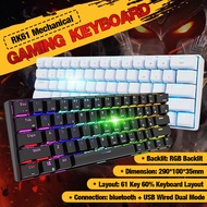 ((Ready Stock+ Original) RK61 bluetooth Wired 2.4 G Wireless Three Mode 60% RGB Mechanical Gaming Keyboard