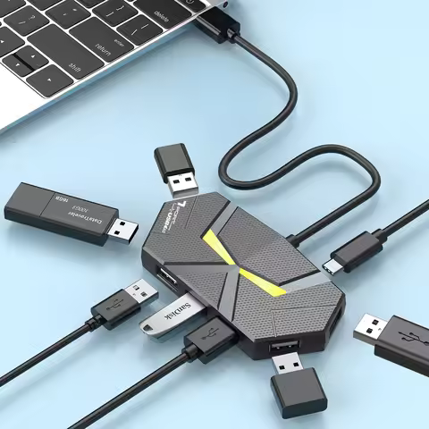 0.6CM/1.2M HUB 7-port Compatible USB2.0 Expansion Splitter Laptop Connect Hard Drive Computer TYPE-C