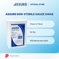 ASSURE Gauze Swab Non-Sterile 7.5cm X 7.5cm X 12-Ply, 100 Pce/Pkt