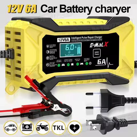 12V 6A Car Battery Charger Smart Electric Motorcycles Charger For LiFePO4 Lead Acid AGM GEL EFB 14.6