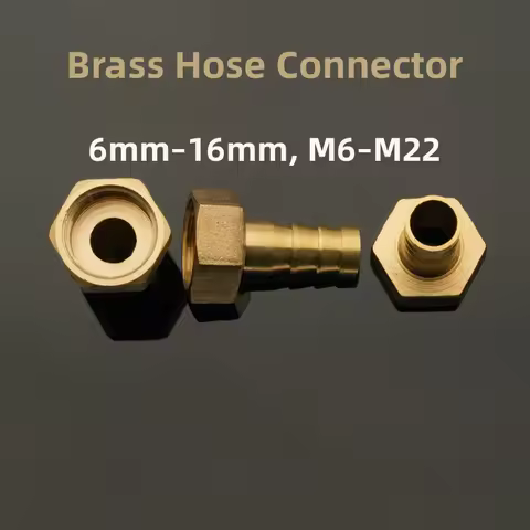 Pipe Fittings Brass ID 6mm-16mm Hose Connector M6 M8 M10 M12 M14 M16 M18 M20 M22Female Thread Fuel A