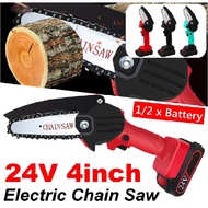 Chain Saw 4 Inch 25V Mini Cordless Electric Chain Saw Rechargeable Portable Chain Saw Woodworking