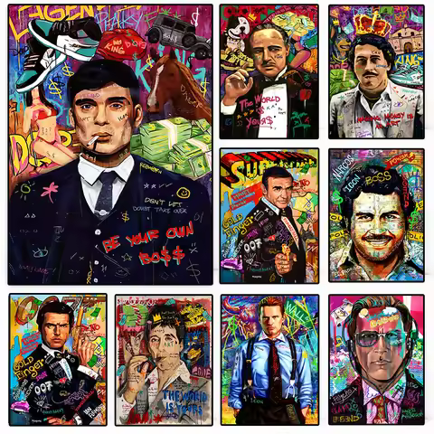 Graffiti Make Money Canvas Paintings Classic Movie Godfather Poster Street Pop Wall Art Pictures Mod