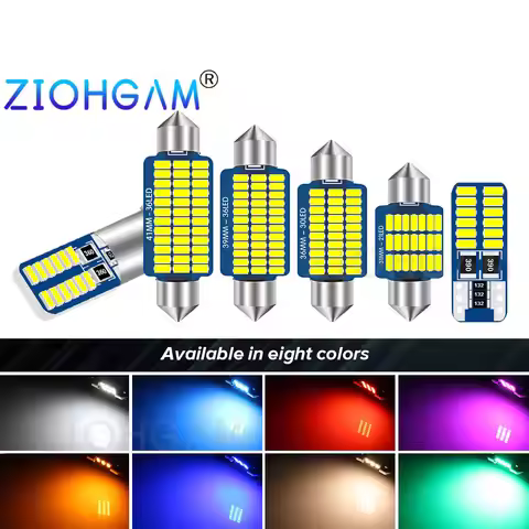 ZIOHGAM 2PCS T10 C5W 12V 24V Festoon BA9S C10W 31 mm 28mm 31mm 41mm 36mm 39mm Red Blue Interior Led 