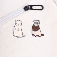 Cute Ferret Enamel Pins White Albino Sable Ferret Brooches Badges for Backpacks Gift for Ferret Love