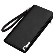 Men's Business PU Leather Long Wallet Pocket Credit Card Holder Clutch Bifold Purse with Zipper