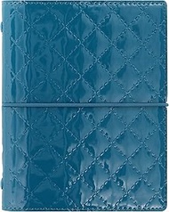 Filofax Domino Luxe Organizer, Pocket Size, Teal - High-Gloss, Quilted Effect Cover, Parisian Inspired, Six Rings, Week-to-View Calendar Diary, Multilingual, 2024 (C027993-24)