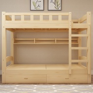 Double Decker Bed Frame Double Bed Loft Bed Solid Wood Bunk Bed Bunk Bed Height-Adjustable Bed Children Kids Bed Home School Dormitory Bunk Bed Bed High Low Wooden Bunk
