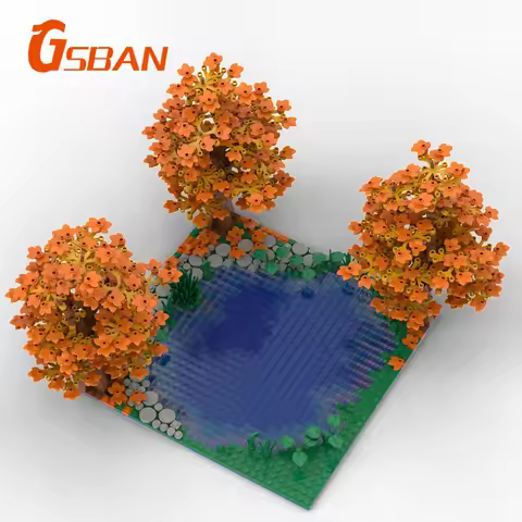 GSBAN Creative Trees Glass Maple Lake Rivers Natures DIY Bricks Model Building Blocks Toys for Educa