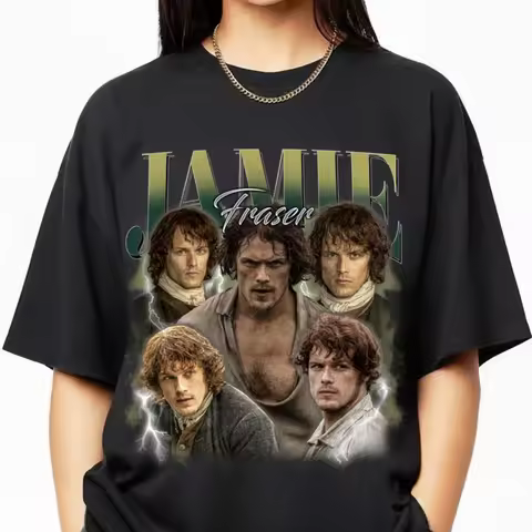 Jamie Fraser Vintage Printed Women's T-shirt Spring/Summer Fashion Trend Pure Cotton Top Neutral Sho
