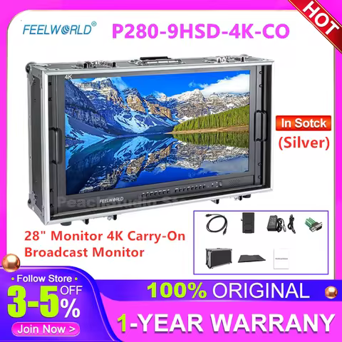 FeelWorld P280-9HSD-4K-CO 28" Monitor 4K Carry-On Broadcast 3840x2160 10-Bit HDMI SDI DVI VGA Inputs