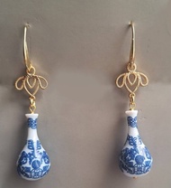 新中式【青花瓷】花瓶耳環~勾式(可改夾式或針式)