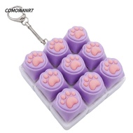 COMOWANR7 Fidget Keychain, Cat's  Shape 9Keys Keyboard Clicker Toy, Relaxing DIY Keyboard Keycap Pas