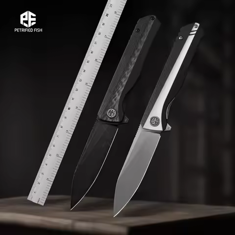 Petrified Fish Folding Knife D2 Steel Blade G10 Handle Pocket Knife Ball Bearings Outdoor Hunting Ca