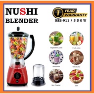 💥SUPER STRONG MOTOR💥 NUSHI NSB-911 BLENDER WITH GRINDER / 550 WATTS / 4 SPEED WITH PULSE [1 YR SG WA