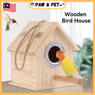 Hanging Bird House Wooden Bird Cage Bird Cage Box Habitat  Sarang Telur Burung Kayu Baji Budgie Bird