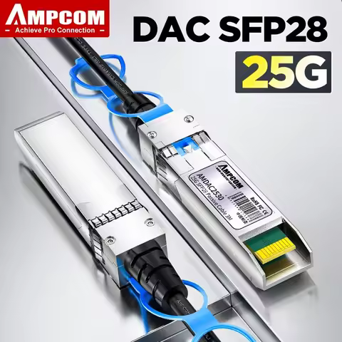 AMPCOM 25G DAC Cable SFP28 Passive Direct Attach Copper Twinax Cable, for Cisco, Mikrotik, Ubiquiti,