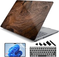 DONGKE Case for 12.4 Inch Microsoft Surface Laptop Go 2 2022 Model 2013 &amp; Surface Laptop Go 1 2020 Model 1943, Plastic Hard Shell Case with Keyboard Cover &amp; Screen Protector, Wood Grain