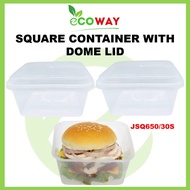 [30 SET±] SQ650 Square Disposable Plastic Food Container Bekas Makanan Petak With Dome Lid