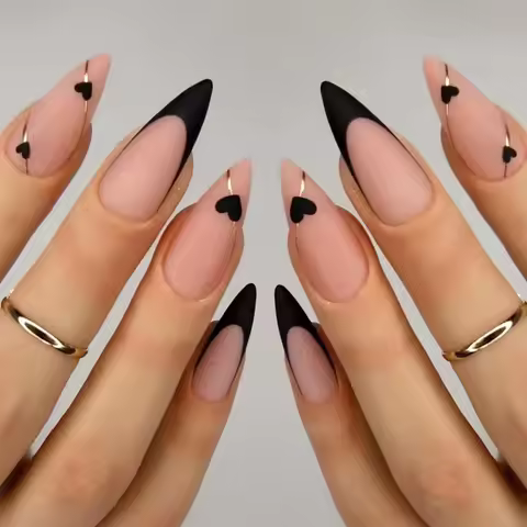 ARTAUG 24PCS Medium Stiletto Pink Press On Nails Full Cover Fake Nail Set Press On Nails Love Design