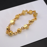 Bracelet/24k Gold-Plated Cross Dice Bracelet/Gold Simple Bracelet