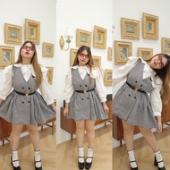 Amari dress - ชุดเซท เดรสผ้าทวิต +เสื้อเชิ้ต - merrychubbyhouse