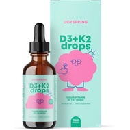 JoySpring Vitamin D3 Kids Drops with K2 – Liquid Supplement for Calcium Absorption & Joint Health – 