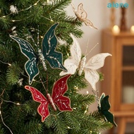 ALENE Fabric Butterfly Decor Stem, Gold Trimmed Glitter Sequin Butterfly Christmas Pick, Floral Arra